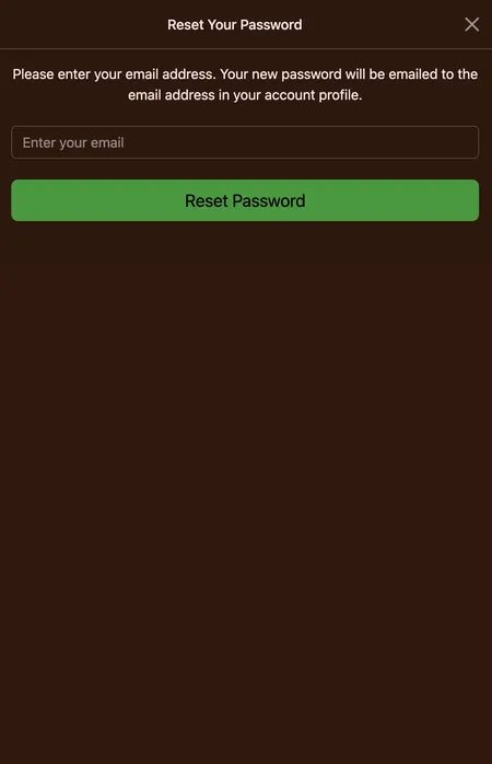 Cocoa Casino password reset form